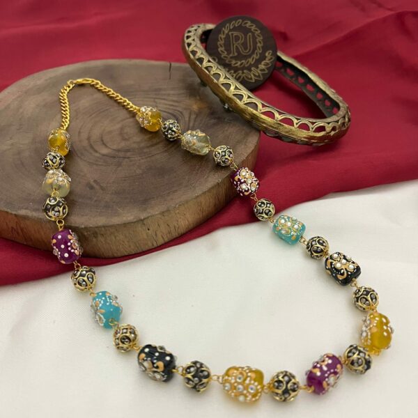 Beautiful Multipurpose Painted Tumble Garland of Gold Plated and Artificial Multishades Glass Beads