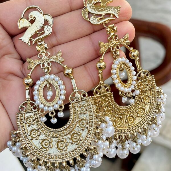 Alia Bhatt earrings with base metal alloy and gold plating with pearl stones and beads