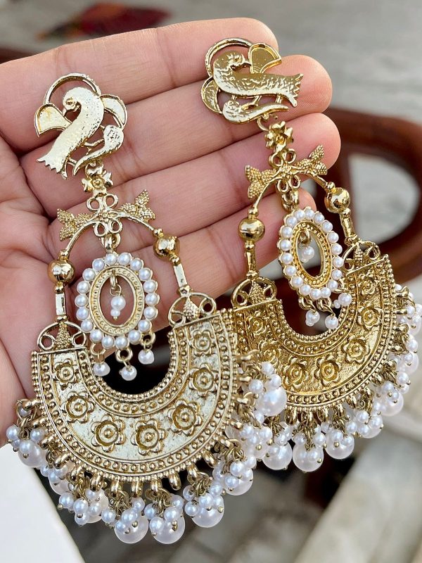 Alia Bhatt earrings with base metal alloy and gold plating with pearl stones and beads