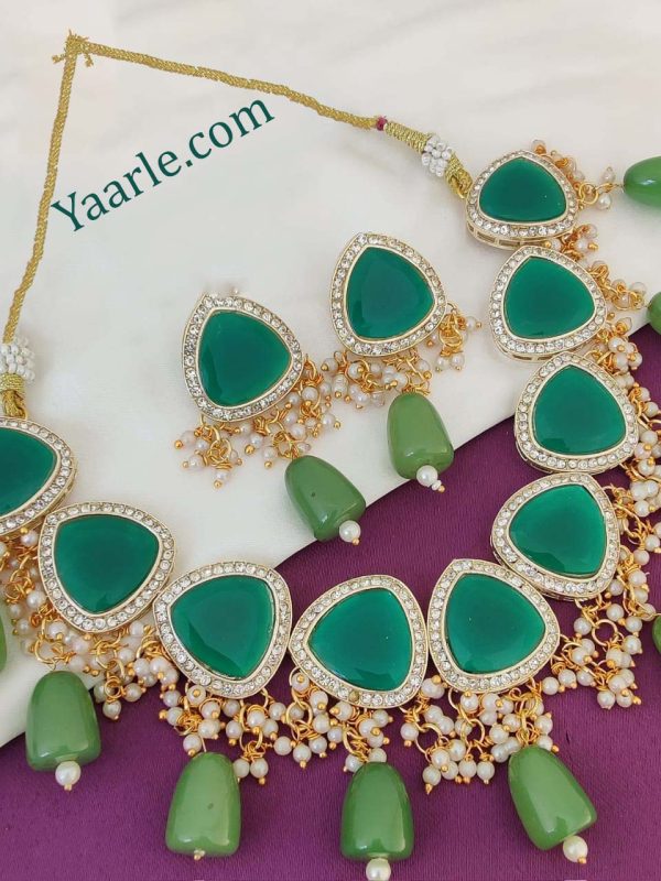 Green Necklace Earrings set