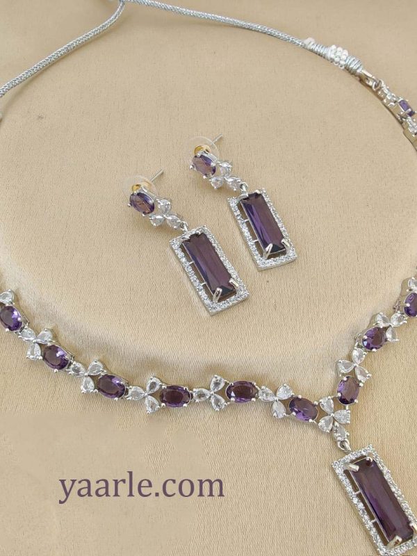 Blackberry necklace with Earring silver Plated American Diamond Stone /Cubic Zirconia Metal Alloy